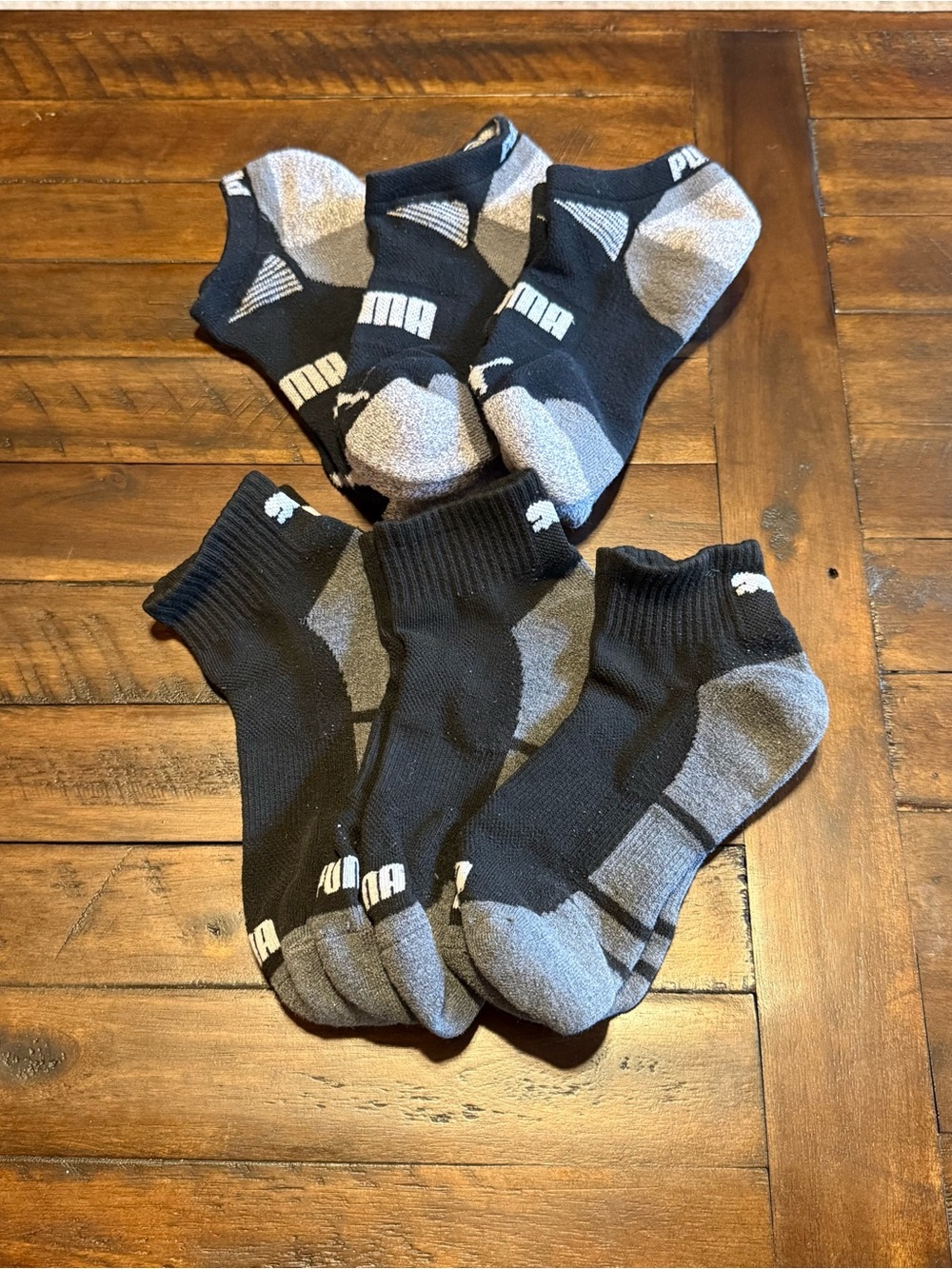Puma Black & Gray Low-Cut Athletic Socks - 6 Pack